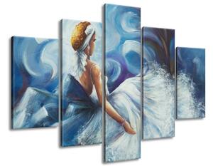 Gario Kézzel festett kép Kék hölgy táncközben - 5 részes Méret: 150 x 70 cm