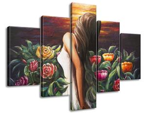 Gario Kézzel festett kép No a virágok között - 5 részes Méret: 150 x 105 cm