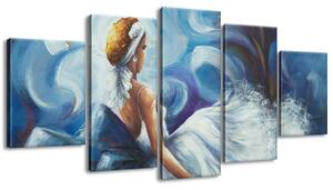 Gario Kézzel festett kép Kék hölgy táncközben - 5 részes Méret: 100 x 70 cm