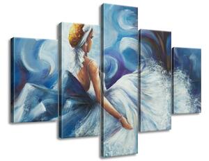 Gario Kézzel festett kép Kék hölgy táncközben - 5 részes Méret: 150 x 105 cm
