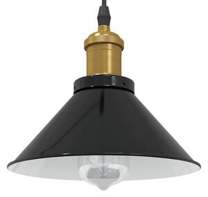 Függesztéklámpa magassága állítható E27 fényes fekete Ø22cm fém