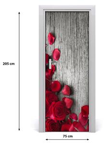Ajtó tapéta vörös rózsák 95x205