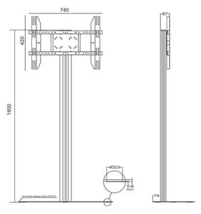 MULTIBRACKETS padló állvány 180 Single, 24-65", ezüst