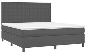 Fekete műbőr rugós ágy matraccal és led-del 160x200 cm