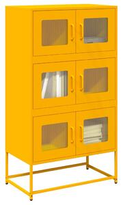Highboard Mustársárga 68x39x123 cm Acél