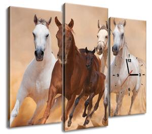 Gario Órás falikép Vágtázó lovak - 3 részes Méret: 80 x 40 cm