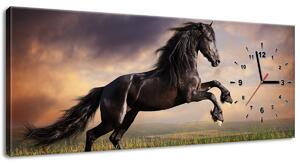 Órás falikép Erős fekete ló