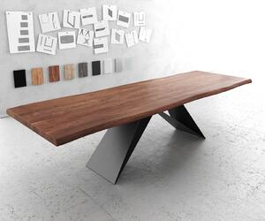 DELIFE Étkezőasztal Edge 300x100 XL akác barna V alakú láb laposacél fekete Live-Edge