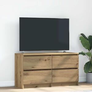 Kézműves tölgy színű szerelt fa TV-szekrény 100x35x54 cm