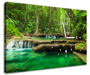 Órás falikép Erawan vízesés Thaiföldön Méretek: 60 x 40 cm