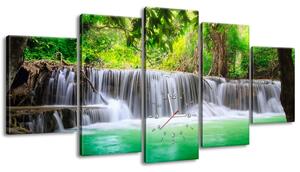 Órás falikép Thaiföld és Kanjanaburi vízesés - 5 részes Méretek: 150 x 70 cm