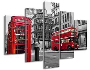 5 részes órás falikép Telefonfülke Londonban UK