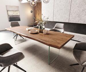 DELIFE Étkezőasztal Edge 260x100 XL akác barna üveg Live-Edge