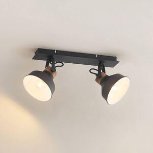 Lindby - Nefeli 2 Mennyezeti Lámpa Black/Wood - Lampemesteren