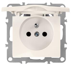 Egyszeres földelt aljzat és fedéllel OSTE JNH005-G Beige