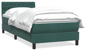 Sötétzöld bársony rugós ágy matraccal 90x220 cm