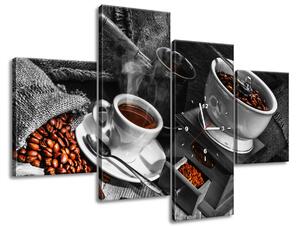 4 részes órás falikép Arabica kávé