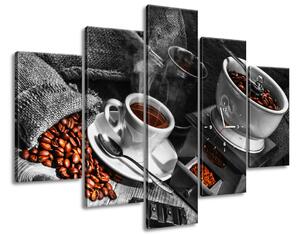 Órás falikép Arabica kávé - 5 részes Méretek: 150 x 105 cm