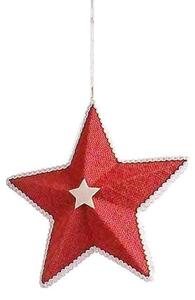 RED STAR piros juta karácsonyfadísz