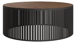 Dohányzóasztal Prunis, Laminált forgácslap, Fém, 30cm, Fekete, Dió, Összeszerelve szállítva