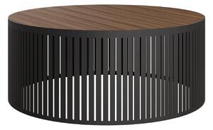 Dohányzóasztal Prunis I, Laminált forgácslap, Fém, 25cm, Dió, Fekete, Összeszerelve szállítva