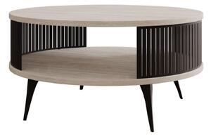 Dohányzóasztal Vitum, Fém, Laminált forgácslap, 44cm, Világos travertin, Fekete