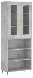 Betonszürke szerelt fa magasszekrény 69,5 x 34 x 180 cm