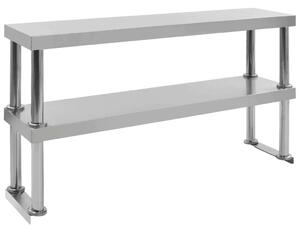 2-szintes rozsdamentes acél munkapult feletti polc 120x30x65 cm