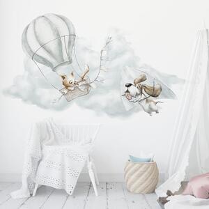 Gario Falmatrica gyerekeknek Adventure in the sky - macska holégballonban és kutya sárkányrepülon Méret: 150 x 83 cm