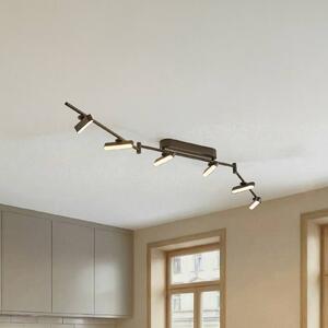 Lindby LED-es reflektor Eldrin, fekete, 6 lámpás, fénycsík, fényszalag, dimmelhető, Fekete, Nappali / Étkező, fém, Modern
