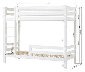 Hoppekids ECO Luxury magas emeletes ágy létrával és 1/2 alsó leesésgátlóval 90x200 cm, Fehér