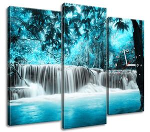 Órás falikép Vízesés a kék dzsungelben - 3 részes Méretek: 90 x 70 cm