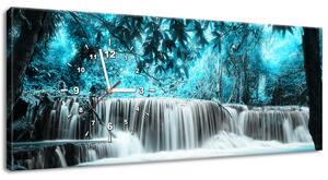 Órás falikép Vízesés a kék dzsungelben Méretek: 100 x 40 cm