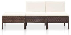 VidaXL Polyrattan Kerti Ülőgarnitúra - 3 részes