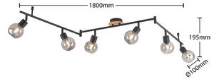 Lindby - Eridia 6 Mennyezeti Lámpa Black/Wood - Lampemesteren