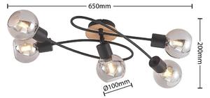 Lindby - Eridia 5 Mennyezeti Lámpa Black/Wood - Lampemesteren