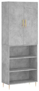 Betonszürke szerelt fa magasszekrény 69,5 x 34 x 180 cm