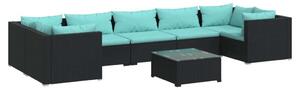 VidaXL Polyrattan Kerti Ülőgarnitúra - 8 részes - Fekete