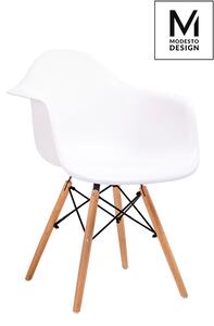 Modesto Design DAW DSW Polipropilén Fotel Fehér Bükkfa Lábakkal