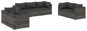 Polyrattan Kerti Ülőgarnitúra - 7 részes - Szürke
