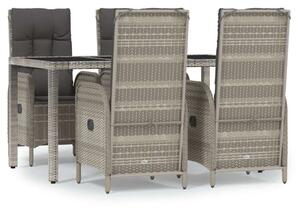 5 részes szürke polyrattan kerti étkezőgarnitúra párnával