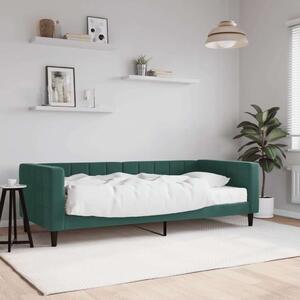 VidaXL sötétzöld bársony heverő matraccal 90 x 200 cm
