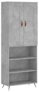 VIDAXL Magasszekrény - Betonszürke - 69,5x34x180 cm