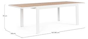 BELMAR fehér bővíthető kerti asztal 160-240 cm