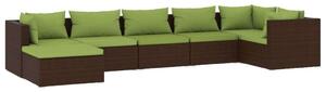 Polyrattan Kerti Ülőgarnitúra - 7 részes - Barna