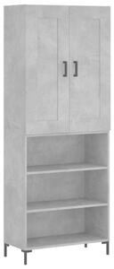 Betonszürke szerelt fa magasszekrény 69,5 x 34 x 180 cm