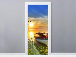 Gario Fotótapéta ajtóra A tó, csónak és a naplemente Anyag: Öntapadó, Méret: 95 x 205 cm