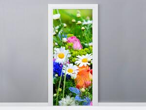 Gario Fotótapéta ajtóra Pillangók és virágok a gyönyöru kertben Anyag: Öntapadó, Méret: 95 x 205 cm