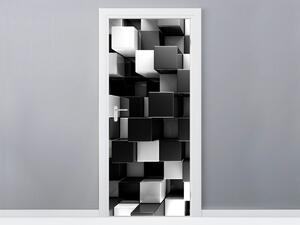 Gario Fotótapéta ajtóra Fekete-fehér kockák Anyag: Öntapadó, Méret: 95 x 205 cm