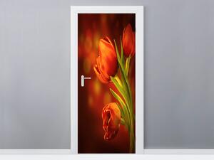 Fotótapéta ajtóra Titokzatos piros tulipánok Anyag: Öntapadó, Méretek: 95 x 205 cm